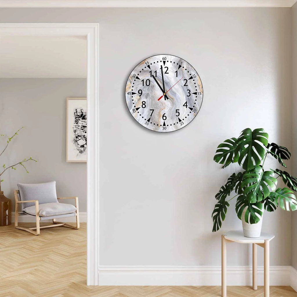 #12 POLIX Gray Marble Acrylic Wall Clock