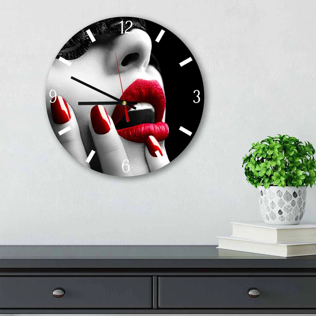#20 FELLY Red Lips Acrylic Wall Clock