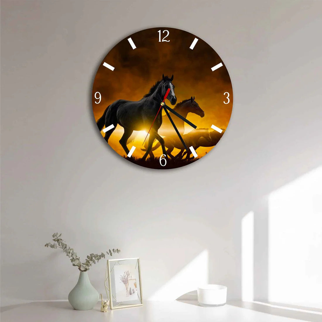 #22 ZENTOR Three Horses Acrylic Wall Clock