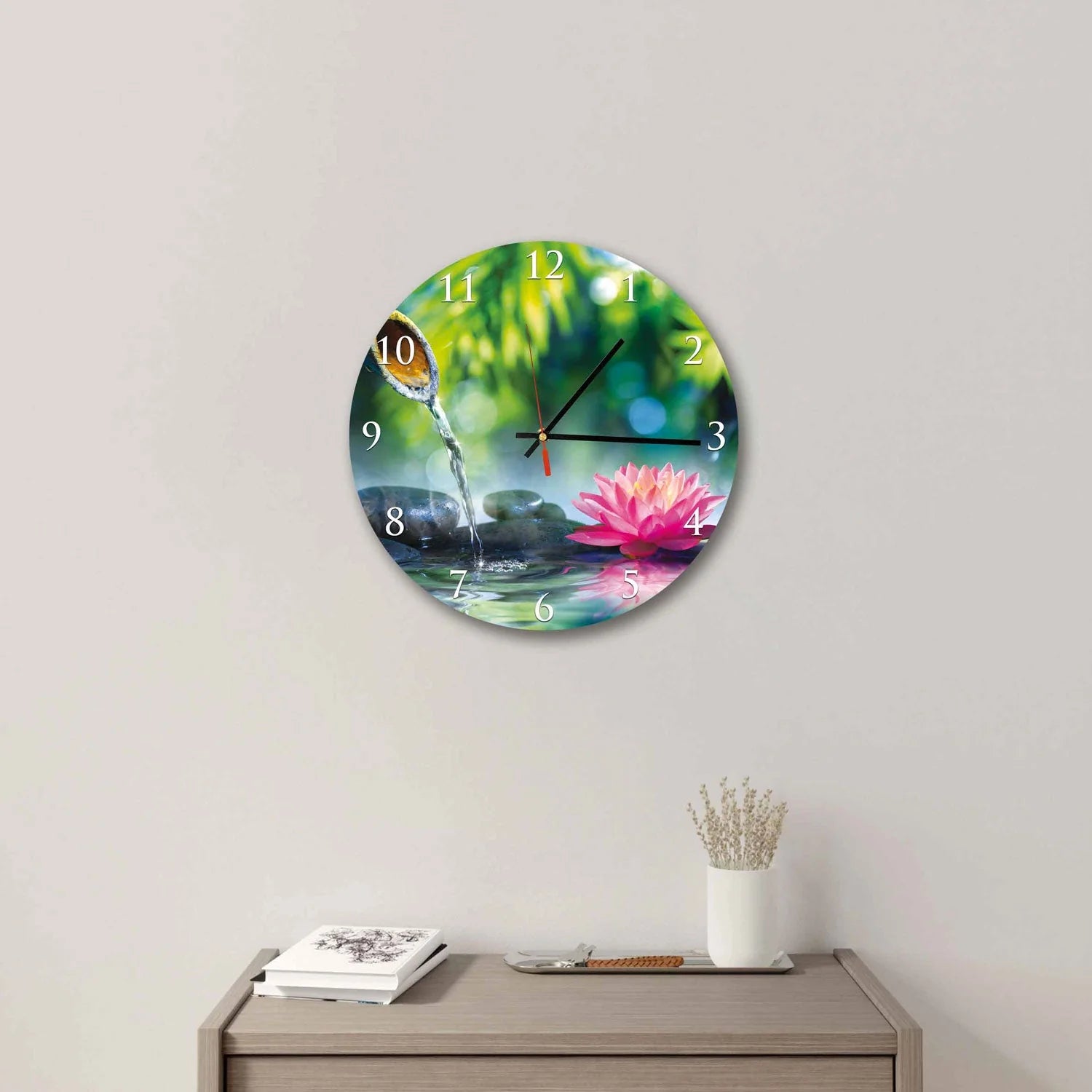 #1 TINE Bamboo and Lotus Acrylic Wall Clock
